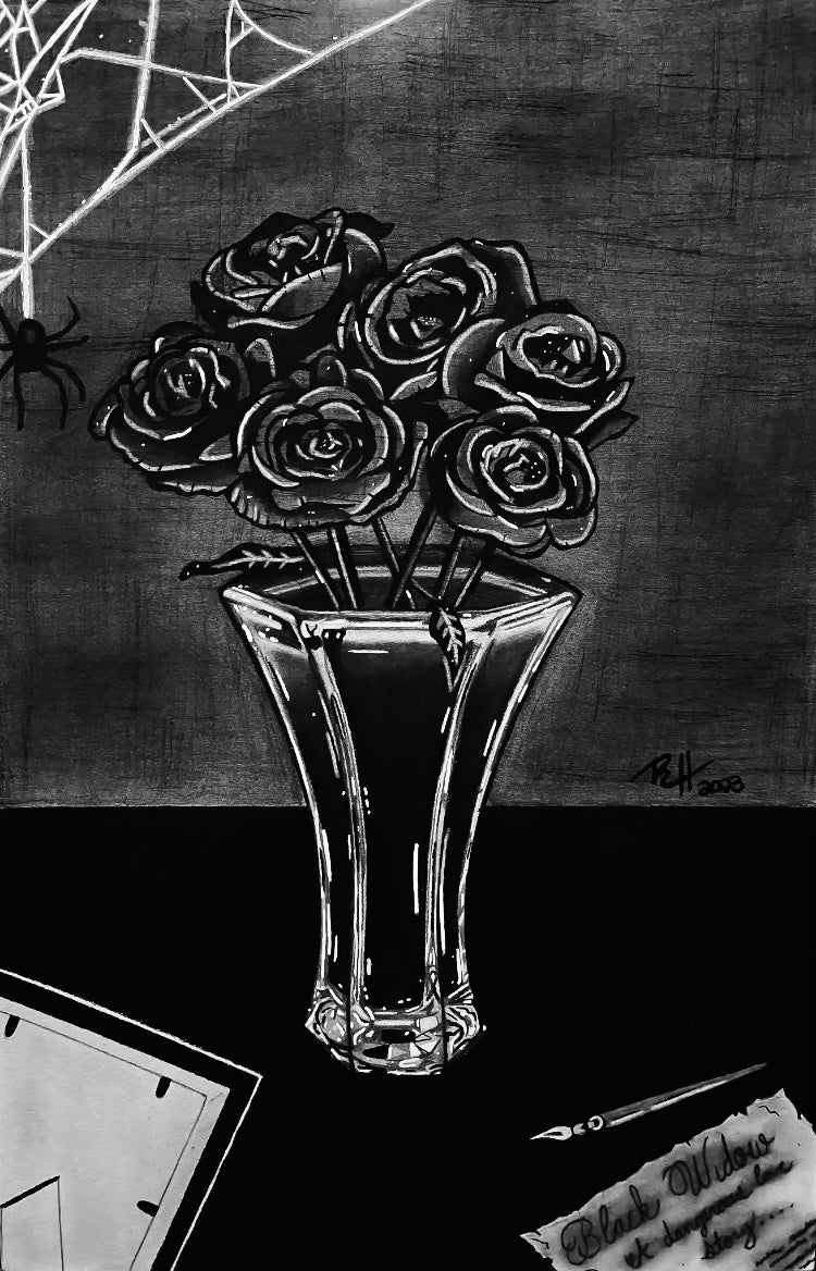 Black Widow Art Print (from original drawing)